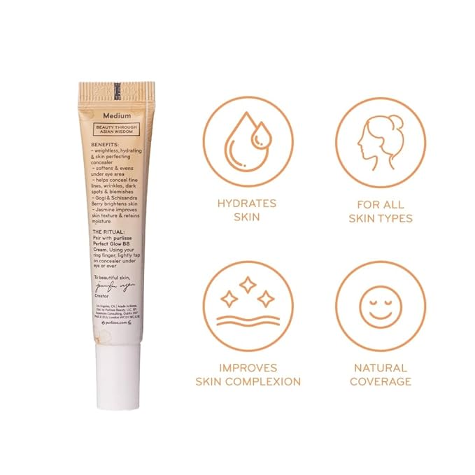 purlisse BB Concealer - BB Cream for All Skin Types - Oil-Free Moisturizing, Smooths Blemishes - .34 Ounce (Medium)