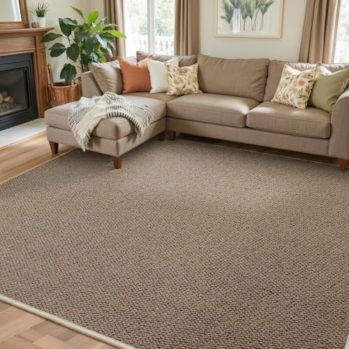 Large Faux Jute Area Rug 8'x10', Warm Taupe Rustic Farmhouse Rug by Unknown