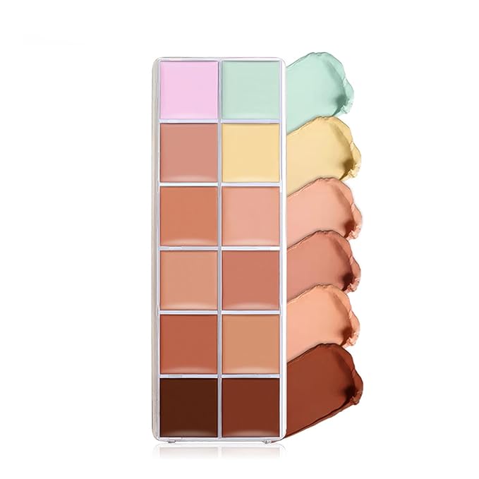 VERONNI Cream Concealer Palette, 12 Colors Makeup Contour Face Contouring Cream Palette, Full Coverage Camouflage Base Foundation Makeup Palette, Professional Daily Makeup