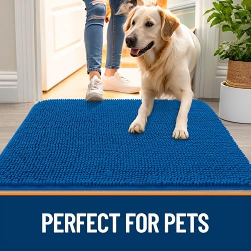 OLANLY Dog Door Mat for Muddy Paws 32x20, Super Absorbent Chenille Mud Mat - Image 6
