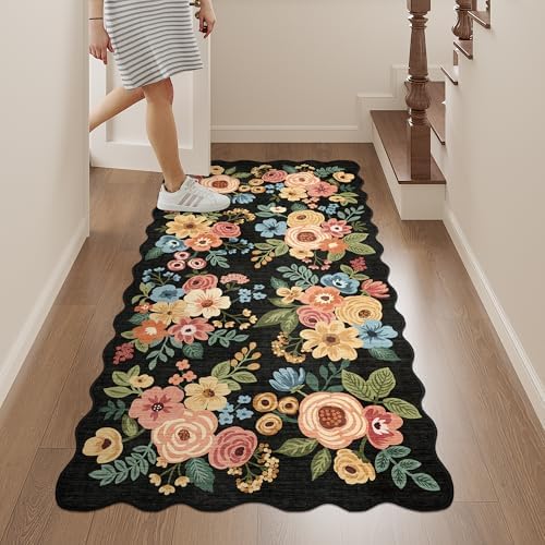 DUKINO 2x4 Rug for Entryway, Floral Washable Kitchen Rugs Non Slip - Image 4