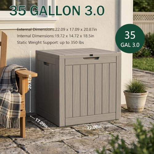 Outdoor Storage Box, 35 Gallon Waterproof Deck Box - Image 2