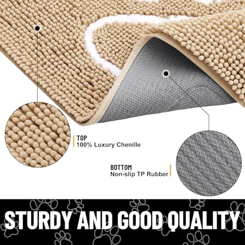 Smiry Dog Door Mat for Muddy Paws, Absorbent Non Slip Dirt Trapper - Image 3