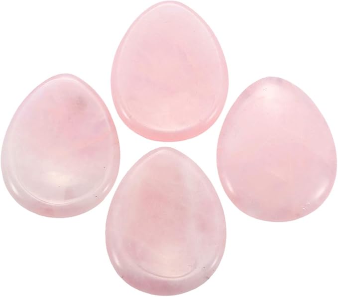 mookaitedecor Rose Quartz Roller Massager Tool & Thumb Worry Stone for Crystal Healing Reiki Stress Relief