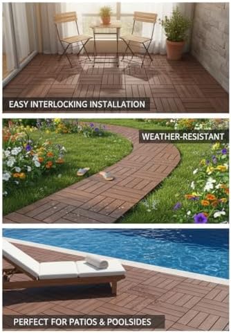 Interlocking Deck Tiles, Outdoor Patio Flooring, 44 Pack All Weather Waterproof - Image 6