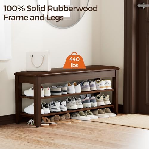 Homleke 39.4" Wide Solid Wood Shoe Rack Bench - Image 4