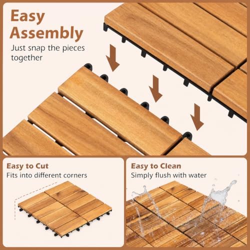 Goplus 54-Pack Acacia Wood Interlocking Deck Tiles - Image 7