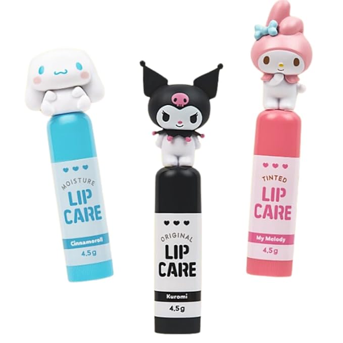 Cute Lip Balm, Adorable Character Lip Balm for Kids, Moisturizing and Nourishing Lip Care with Shea Butter for All Ages, Girls Lip Gloss, Toddler Lip Gloss (Black - Unscented)