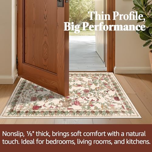 jinchan 2x5 Runner Rug Floral Vintage Washable Area Rug - Image 5
