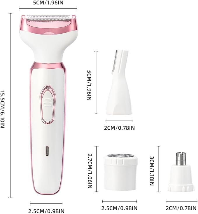 RUIM Electric Razor for Women, 4-in-1 Bikini Trimmer, Waterproof Electric Shaver for Women, Rechargeable Painless Pubic Hair Trimmer