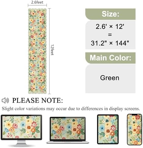 DUKINO 2.6x12 Washable Runner Rug, Floral Non Slip Long Kitchen Rug - Image 2