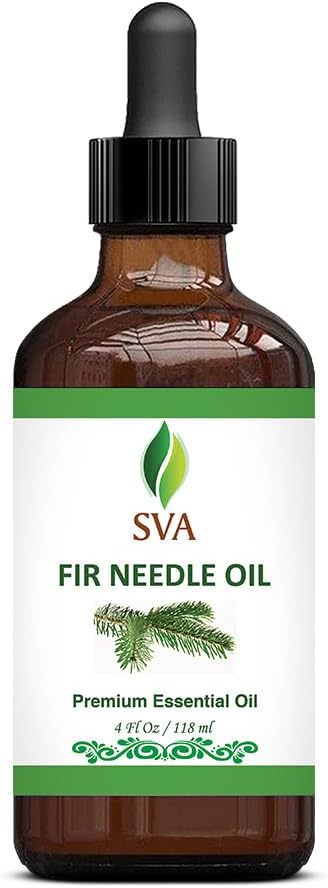 SVA Fir Needle Essential Oil – 4 Fl Oz – 100% Natural Fir Needle Oil - for Diffuser, Hair Care, Face, Skin Care, Aromatherapy, Scalp and Body Massage, Soap and Candle Making – with Dropper