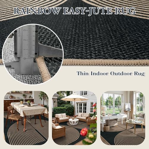Lahome Modern Rainbow Easy Jute Outdoor Rug 6x9 - Image 3