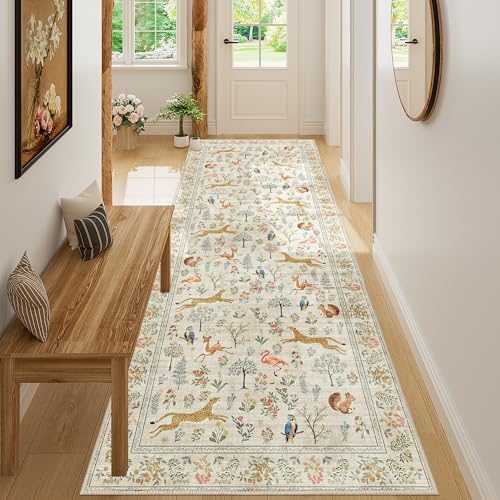 DUKINO 3x8 Runner Rug, Animal Washable Runner Rug by DUKINO