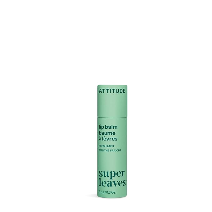 ATTITUDE Lip Balm, Natural Origin, Nourishes & Protects, Shea Butter, Coconut & Olive Oils, EWG Verified, For Dry Lips, Men and Women, Vegan, Fresh Mint, 0.3 Oz