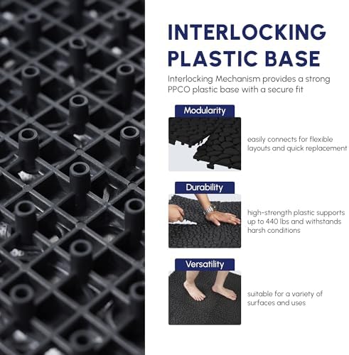 12 Pcs Deck Tiles, Pebble Pattern Plastic Interlocking Deck Tiles, Outdoor - Image 5