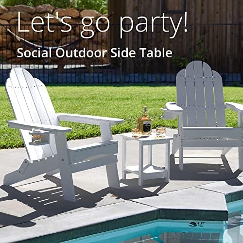 LUE BONA Outdoor Side Table, 2-Tier HDPS Small Patio Table - Image 5