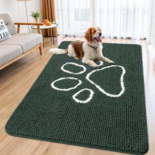 Smiry Dog Door Mat for Muddy Paws, Absorbent Non Slip Dirt Trapper by Smiry