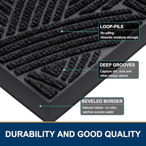 Smiry Front Door Mat Outside Entrance, Low Profile Rubber Doormat - Image 4