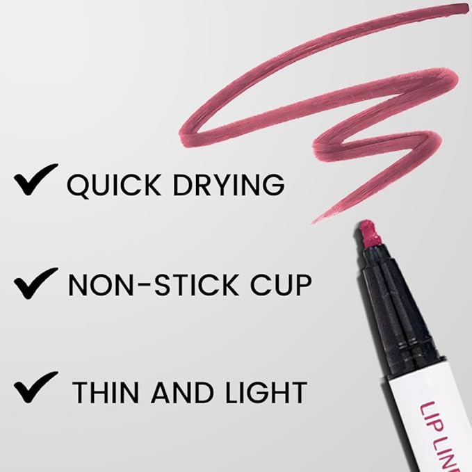 evpct Longwear Liquid Lip Liner Stain Marker Pen Long Lasting Waterproof, Mauve Red Matte Semi Permanent 24 Hour Lip Liner and Lipstick Combo, Korean Color Stay Lipliner All Day, Lips Stain peel off