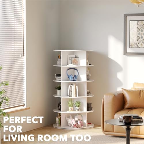 SpaceAid 5 Tier Rotating Shoe Rack Tower, Spinning Shoe Display Lazy Susan - Image 6