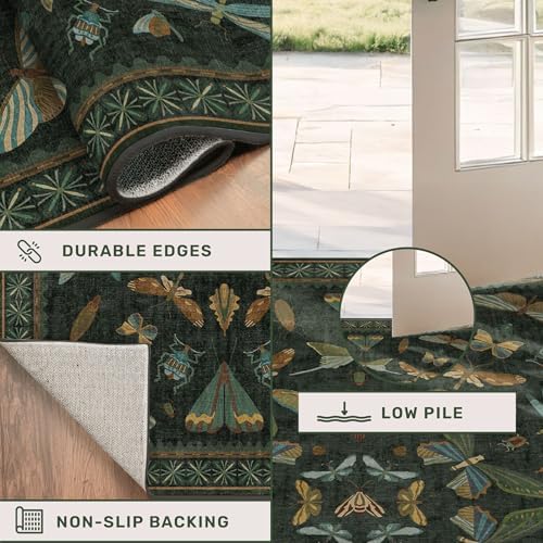 Dark Green 4x6 Washable Area Rug - Image 5