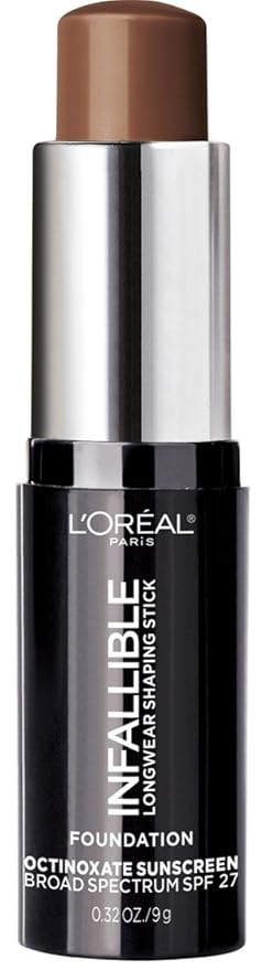 L'Oreal Paris Makeup Infallible Longwear Shaping Stick Foundation, 412 Espresso, 1 Tube, 0.32 Ounce