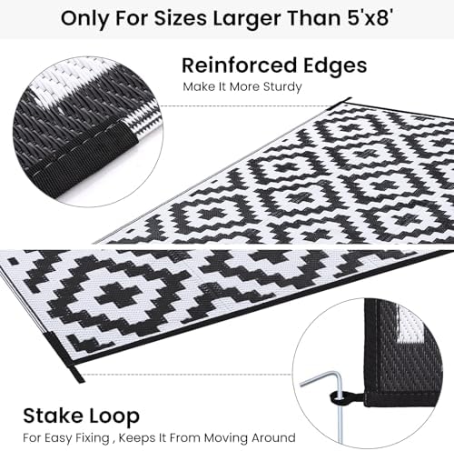 Smiry Outdoor Rug 9x18 ft Waterproof Reversible Boho Mat - Image 4