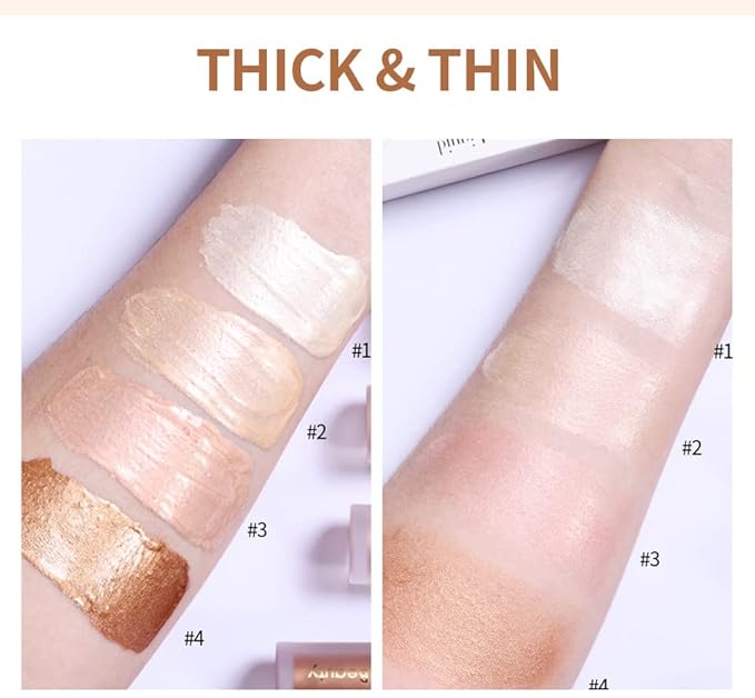 UNYOKE Liquid Highlighter, Highlighter makeup Stick，Makeup Highlighter Face Illuminator, Beauty Glow Highlight Body Shimmer, Waterproof Smooth Cream Highlighter, Longlasting Liquid Highlighter, Body Highlighter.-04#