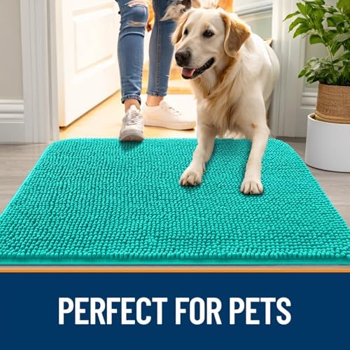 OLANLY Dog Door Mat for Muddy Paws 48x30, Super Absorbent Chenille Mud Mat - Image 6