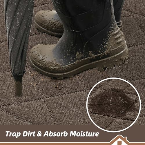 BEQHAUSE Dirt Trapper Door Mat 32" x 72", Doormat Non-Slip, Light Brown - Image 3