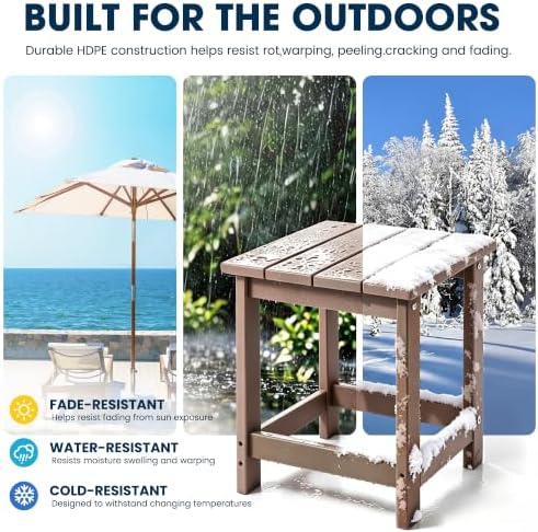LZRS Patio Side Table, Heavy Duty HDPE Outdoor End Table - Image 4