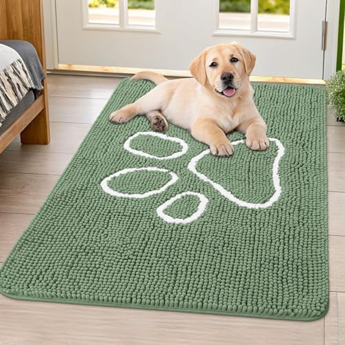 Smiry Dog Door Mat for Muddy Paws, Absorbent Non Slip Dirt Trapper by Smiry