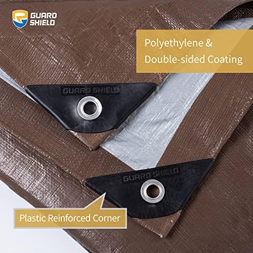 GUARD SHIELD Tarps Heavy Duty Waterproof 12x16 Feet Brown/Silver Poly Tarp - Image 2