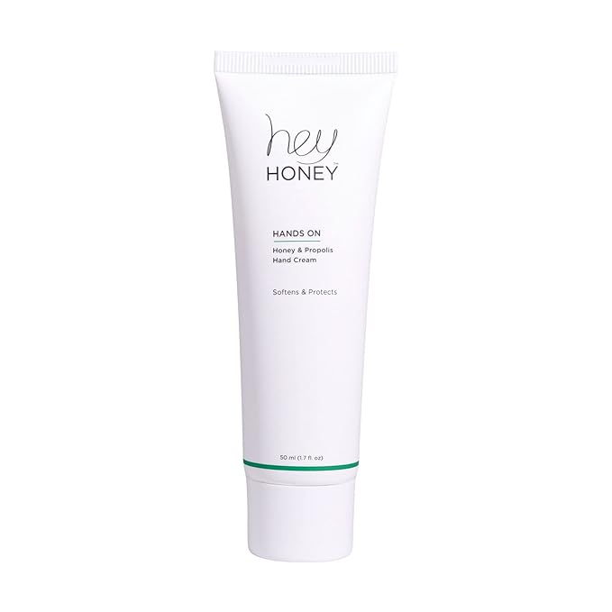Hey Honey 4pc Set: Love Your Body Lotion, Walk The Walk Foot Cream, Hands On Honey Hand Cream, Eco Makeup Bag. Perfect for Valentine's, Xmas, Birthdays