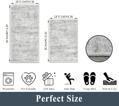 Kitchen Mats for Floor 2 Piece, Non Slip Washable Kitchen Rugs Sets for Floor - Image 2