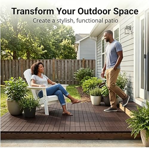 Interlocking Deck Tiles Outdoor Waterproof 44 Pack, Plastic Snap Together Patio - Image 2