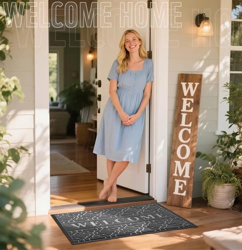 Yimobra Large Welcome Door Mat, 36 x 24 in, Dark Grey - Image 2