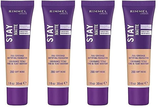 Rimmel Stay Matte Liquid Foundation, Soft Beige, 1 Fl Oz, Pack of 4