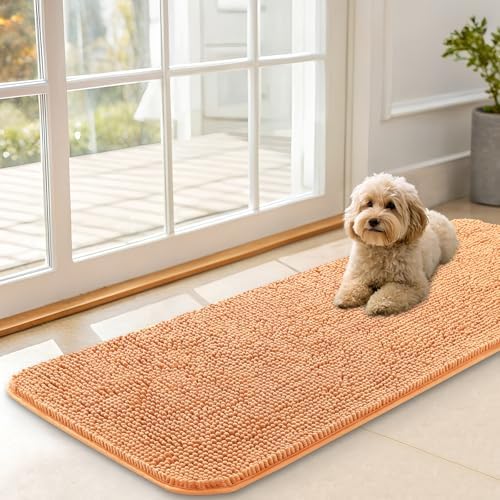 OLANLY Dog Door Mat for Muddy Paws 47x17, Super Absorbent Chenille Mud Mat by OLANLY