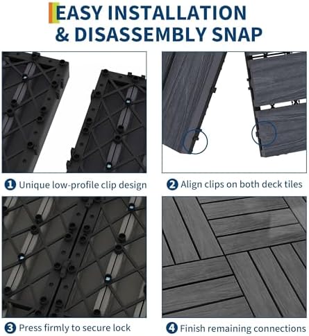 48 Pack Co-Extruded Composite Deck Tiles 12x12 Inch, Interlocking Outdoor - Image 4