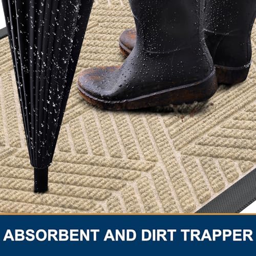 Smiry Front Door Mat Outside Entrance, Low Profile Rubber Doormat - Image 3