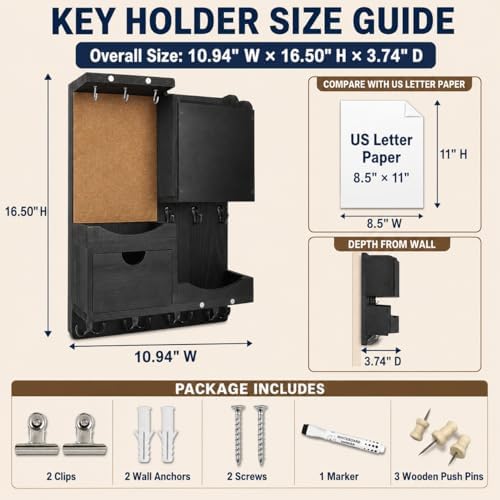 Key Holder Wall Mount with Drawer and Mail Organizer - Image 2