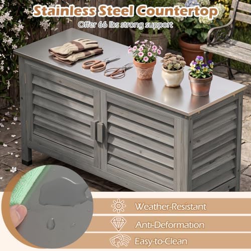 Tangkula Wood Outdoor Storage Cabinet - Image 6