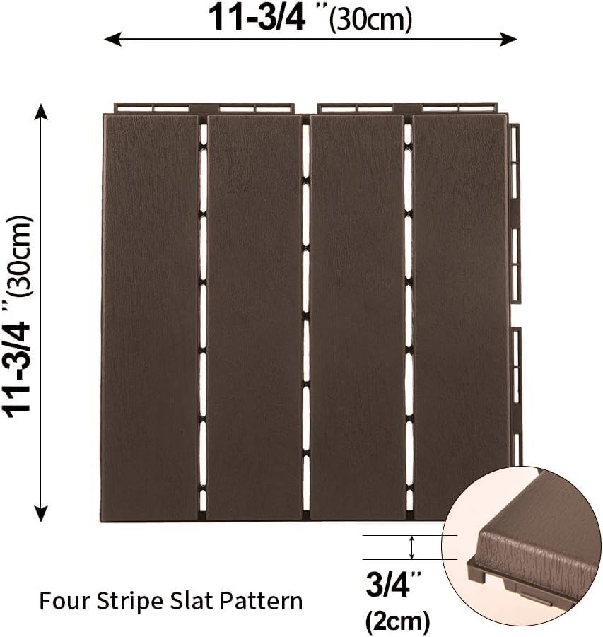 domi outdoor living Patio Deck Tiles, 12 x 12 inches Composite Interlocking - Image 3