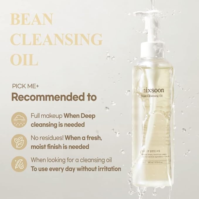 mixsoon Bean Cleansing Oil 6.59 fl oz / 195ml Lightweight Oil Cleanser Make up Remover for daily skin care routine Korean Glass Skin Care
