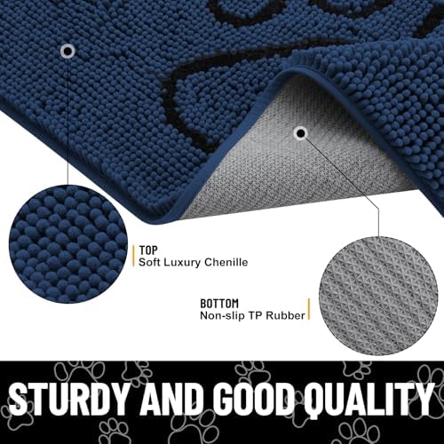Smiry Dog Door Mat for Muddy Paws, Absorbent Non Slip Dirt Trapper - Image 4