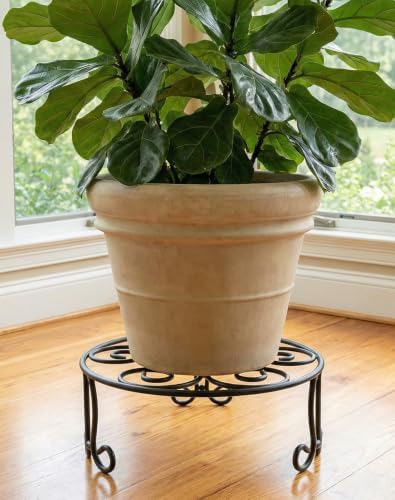 2 Pack Iron Plant Stand Low Profile, 13 Inch Diameter Wide Round Metal Flower - Image 4
