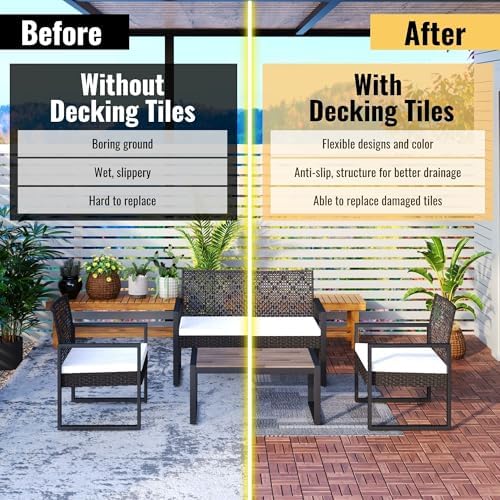 Acacia Wood Interlocking Deck Tiles 10 Pcs, Waterproof and Easy Installation - Image 7