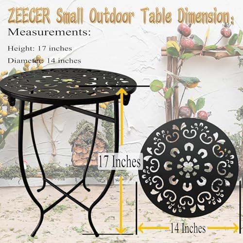 Small Patio Table, 17Inch Height Metal Patio Side Table - Image 4
